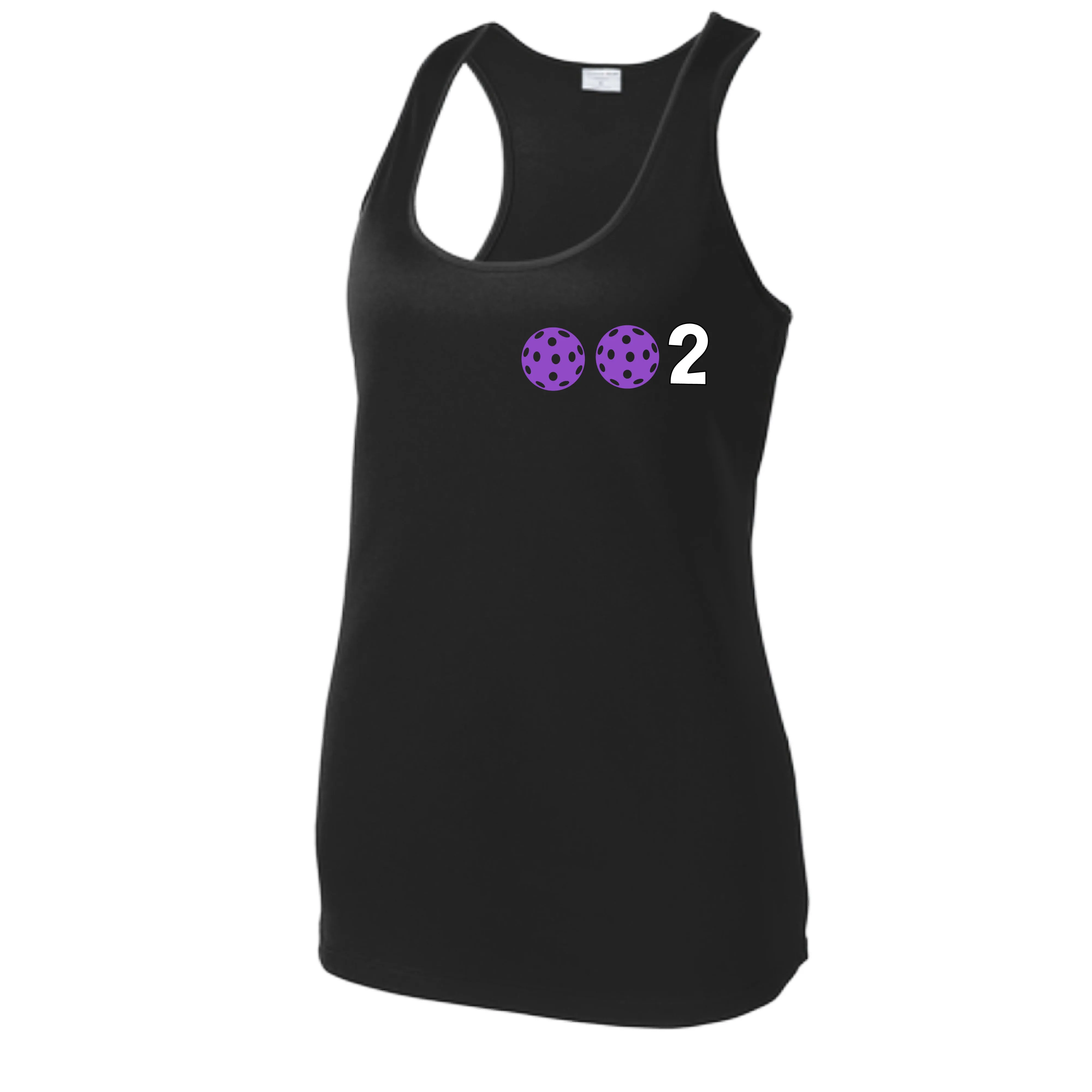 002 With Pickleballs (Colors Cyan Purple Rainbow) Customizable | Women’s Racerback Tank | 100% Polyester