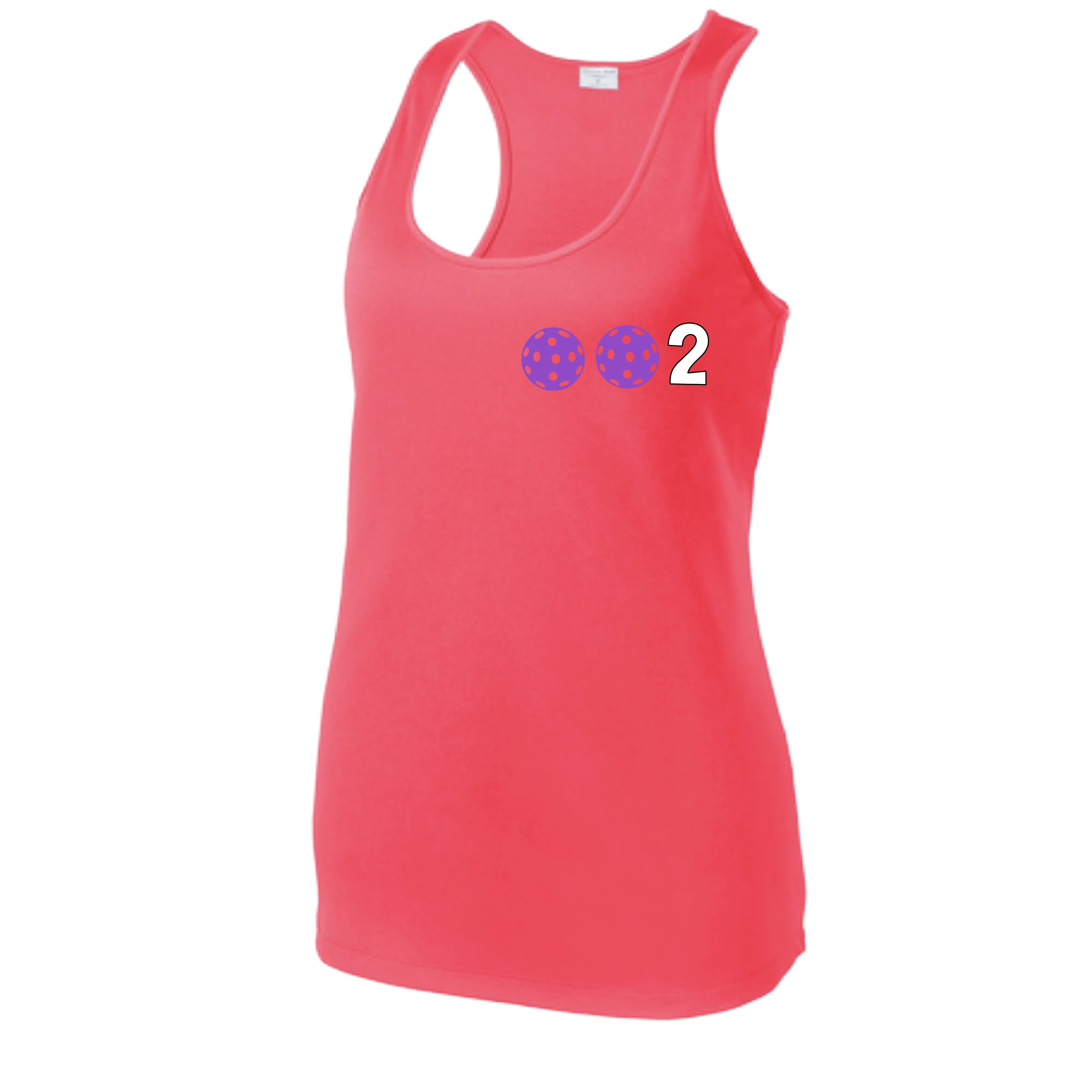 002 With Pickleballs (Colors Cyan Purple Rainbow) Customizable | Women’s Racerback Tank | 100% Polyester