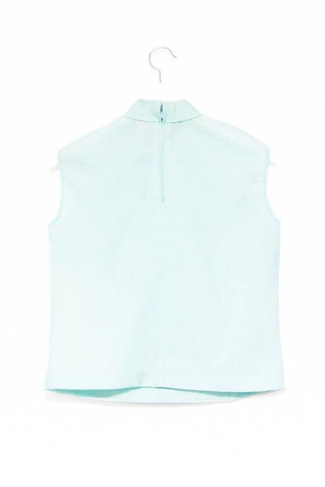 0582_BOW PALE BLUE VINTAGE BLOUSE