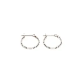 14k White Gold Diamond Cut Joint And Catch Hoop Earrings