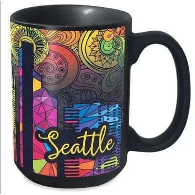 15 Oz. Ceramic Matte Full Color Black Mug Customized with your Brand or Logo