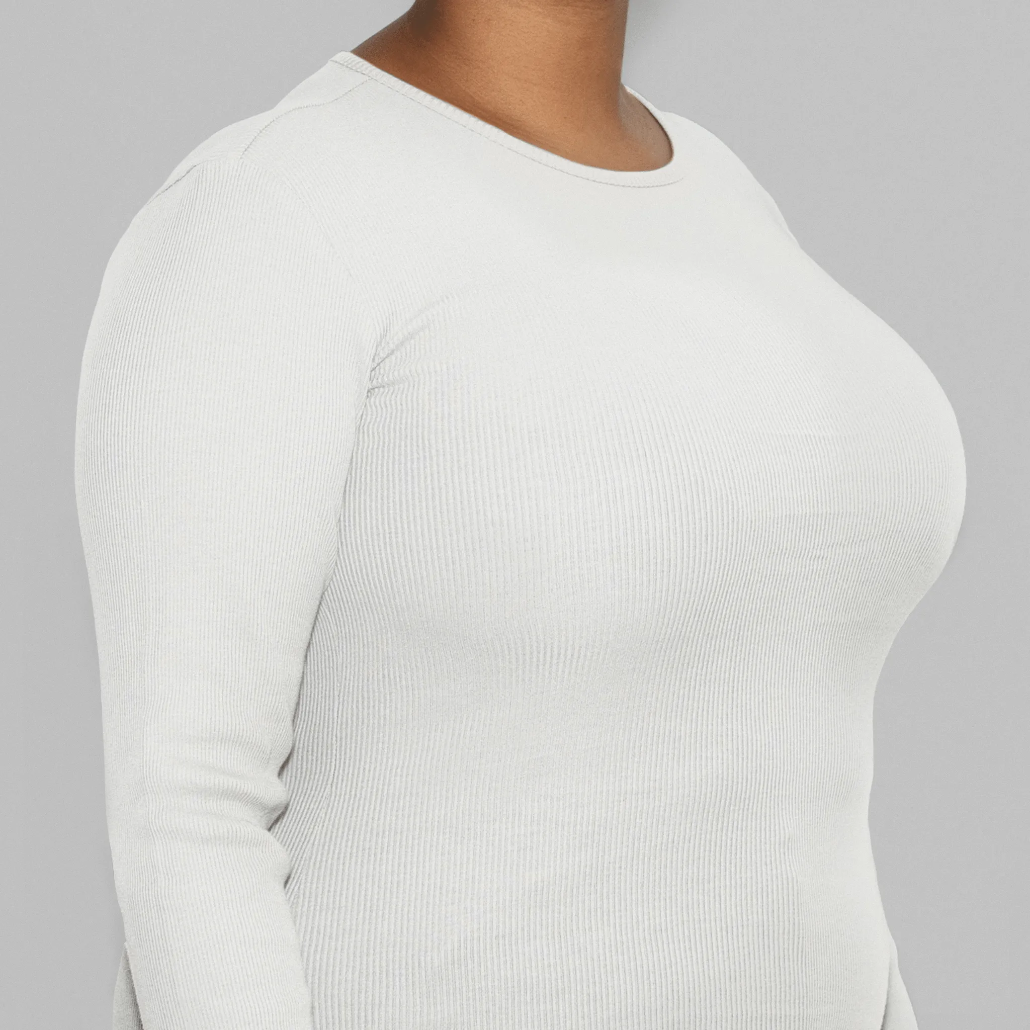 3 Pack | Women’s Rib Long Sleeve Tops, Recycled Cotton, White