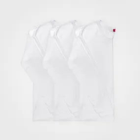 3 Pack | Women’s Rib Long Sleeve Tops, Recycled Cotton, White