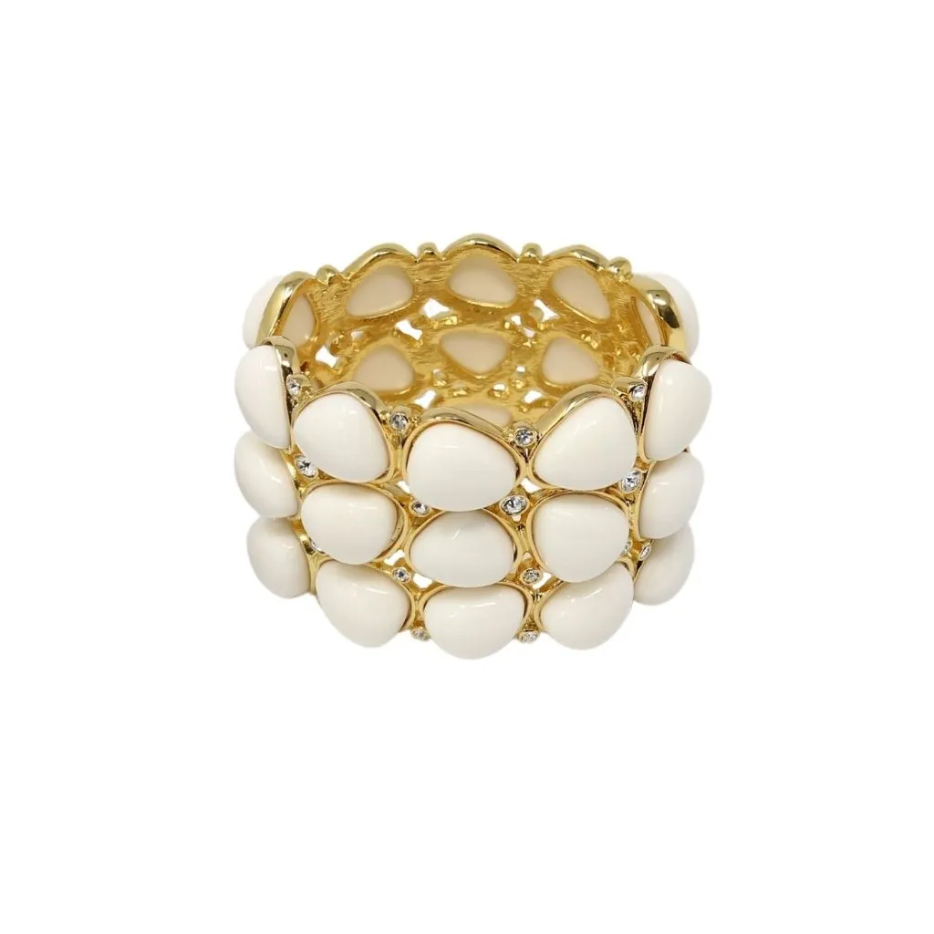 3 Row White Rounded Bracelet