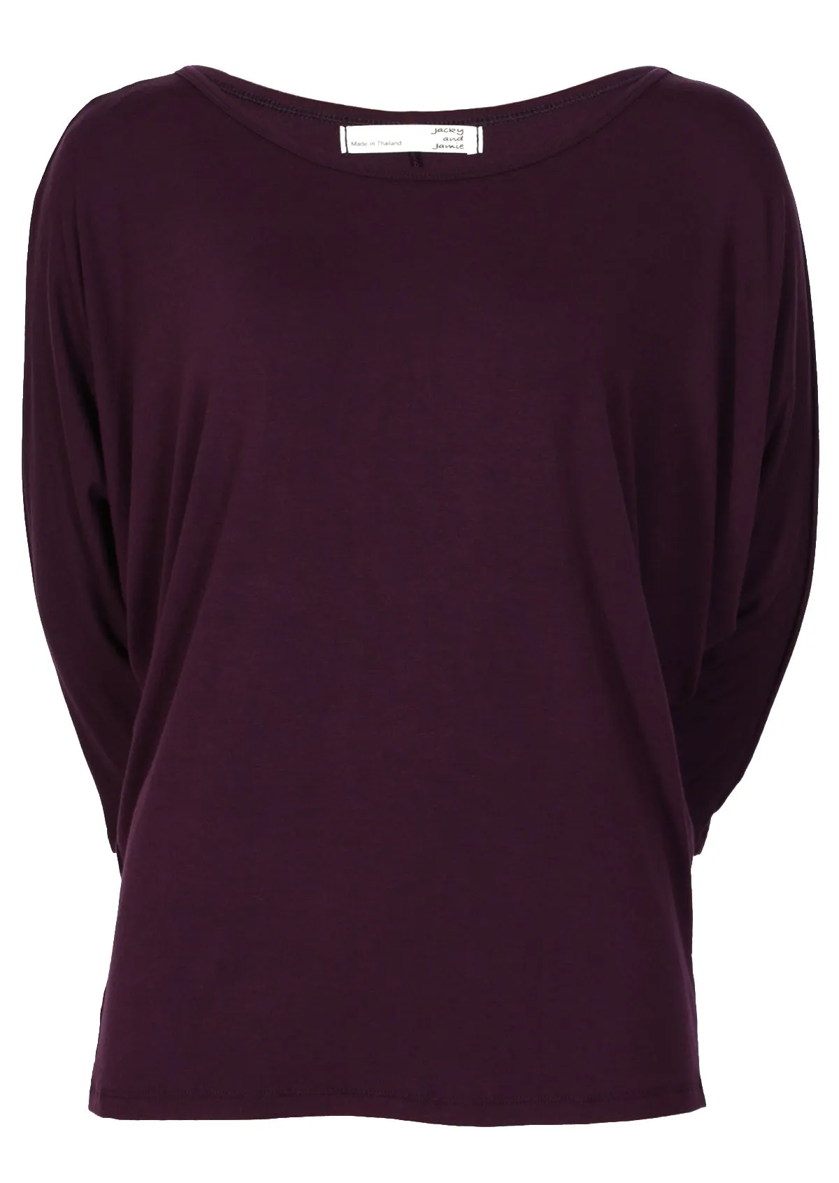 3/4 Sleeve Batwing Top Dark Purple