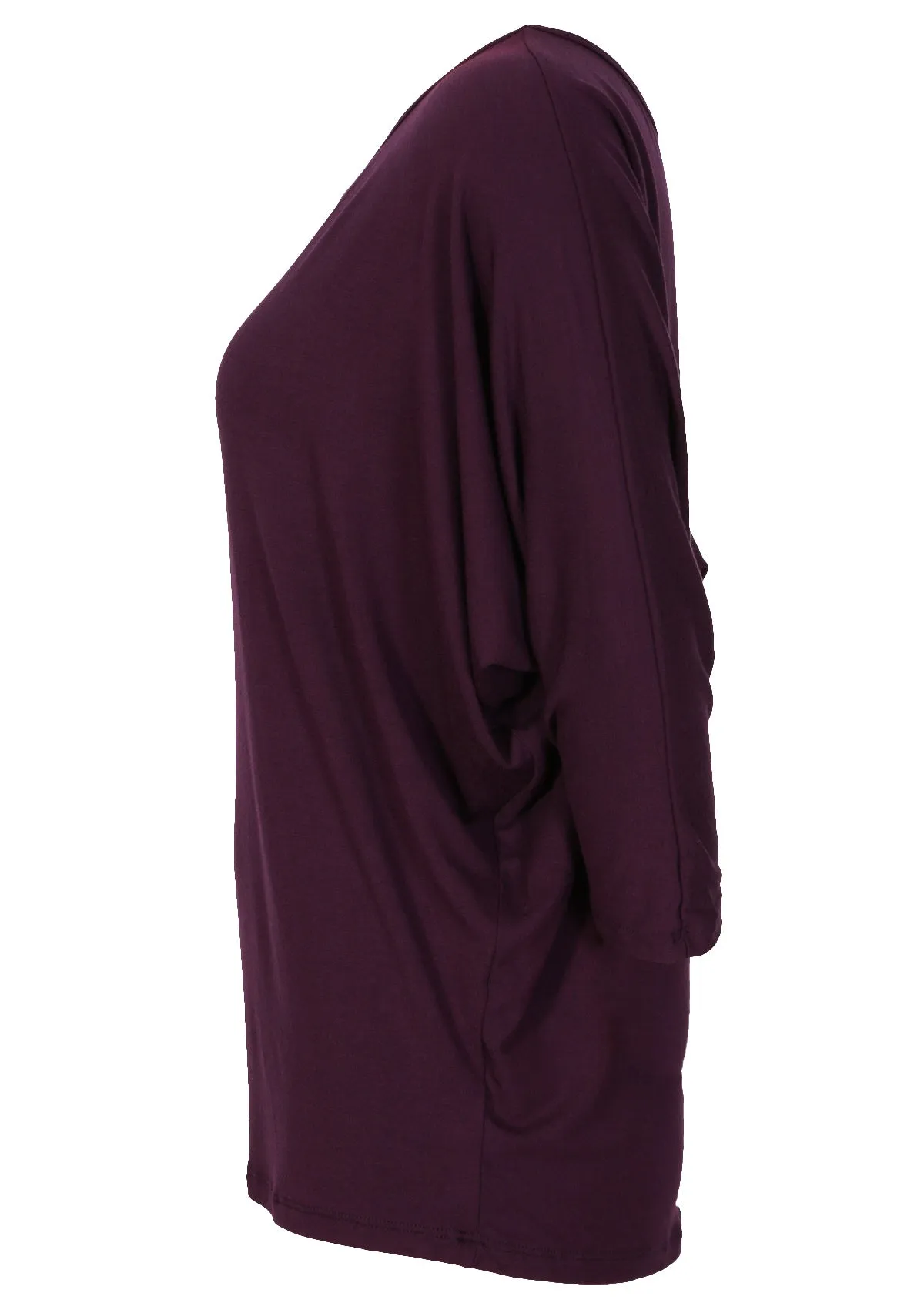 3/4 Sleeve Batwing Top Dark Purple