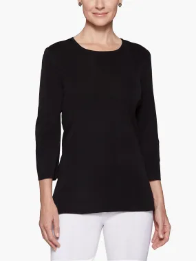 3/4 Sleeve Knit Tunic, Black