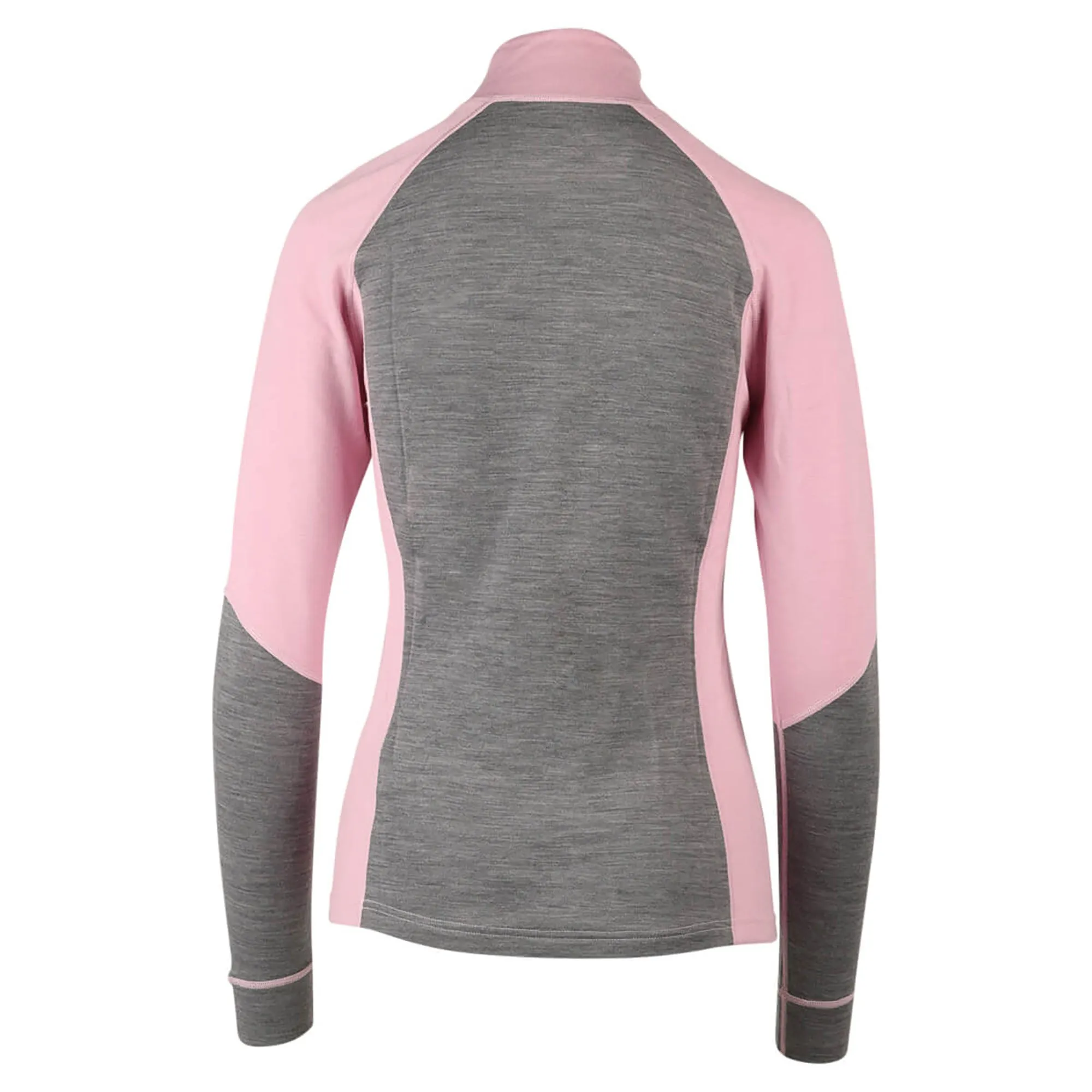 Womens Dusty Rose Gray Merino Wool Blend 1/4 Zip Shirt - Comfortable and Stylish FZN