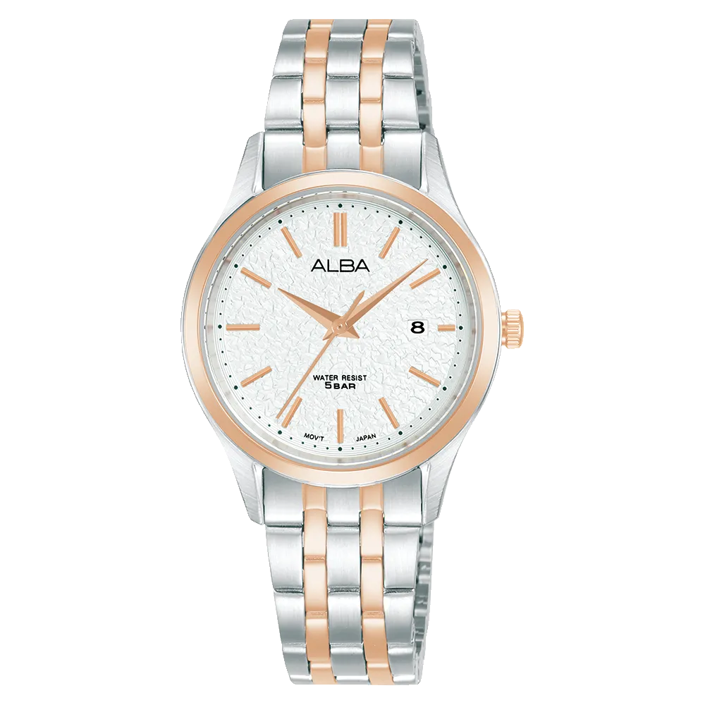 Alba Prestige Analogue Stainless Steel White Dial Watch AH7BR6X