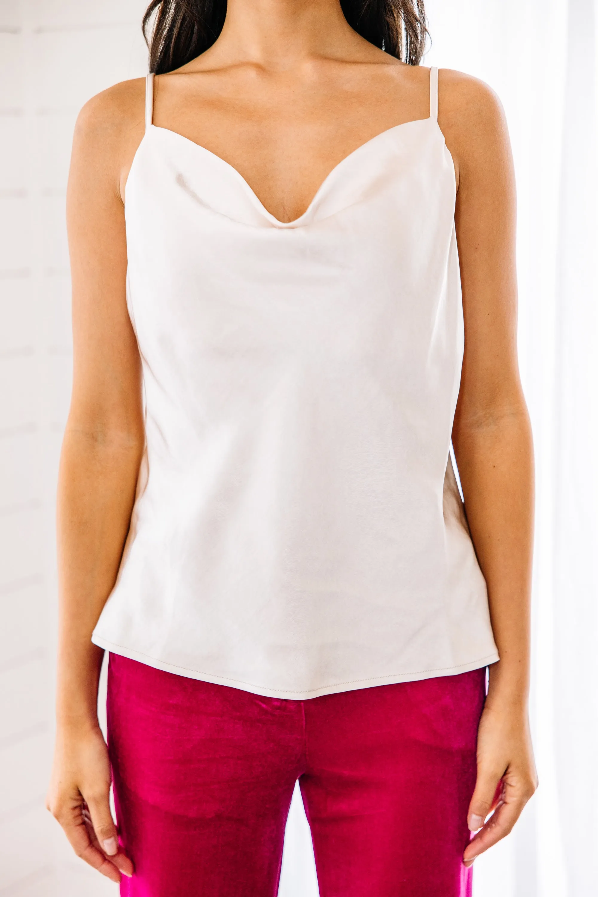 All In Theory Ecru White Satin Tank