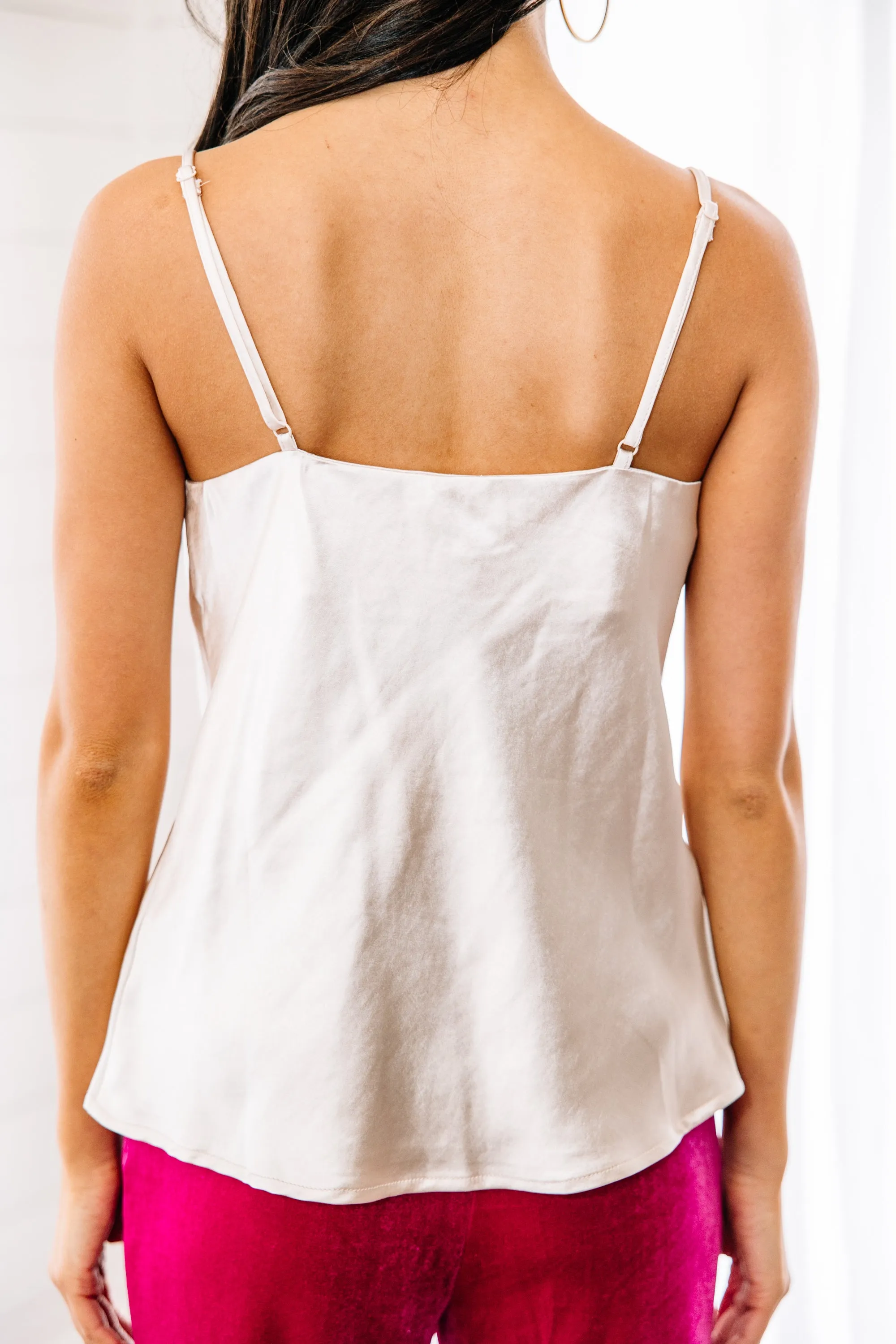 All In Theory Ecru White Satin Tank