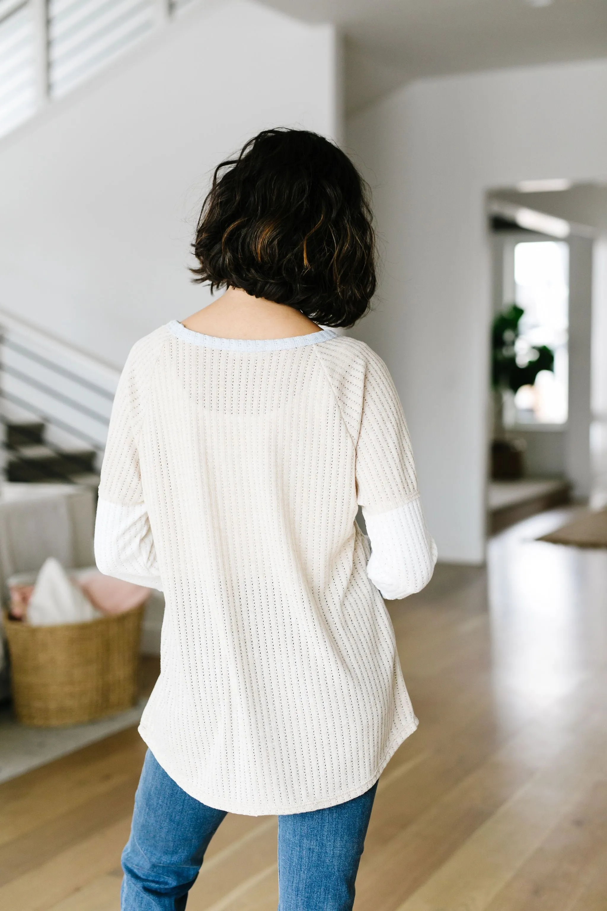 All Talk Ribbed Colorblock Top In Taupe