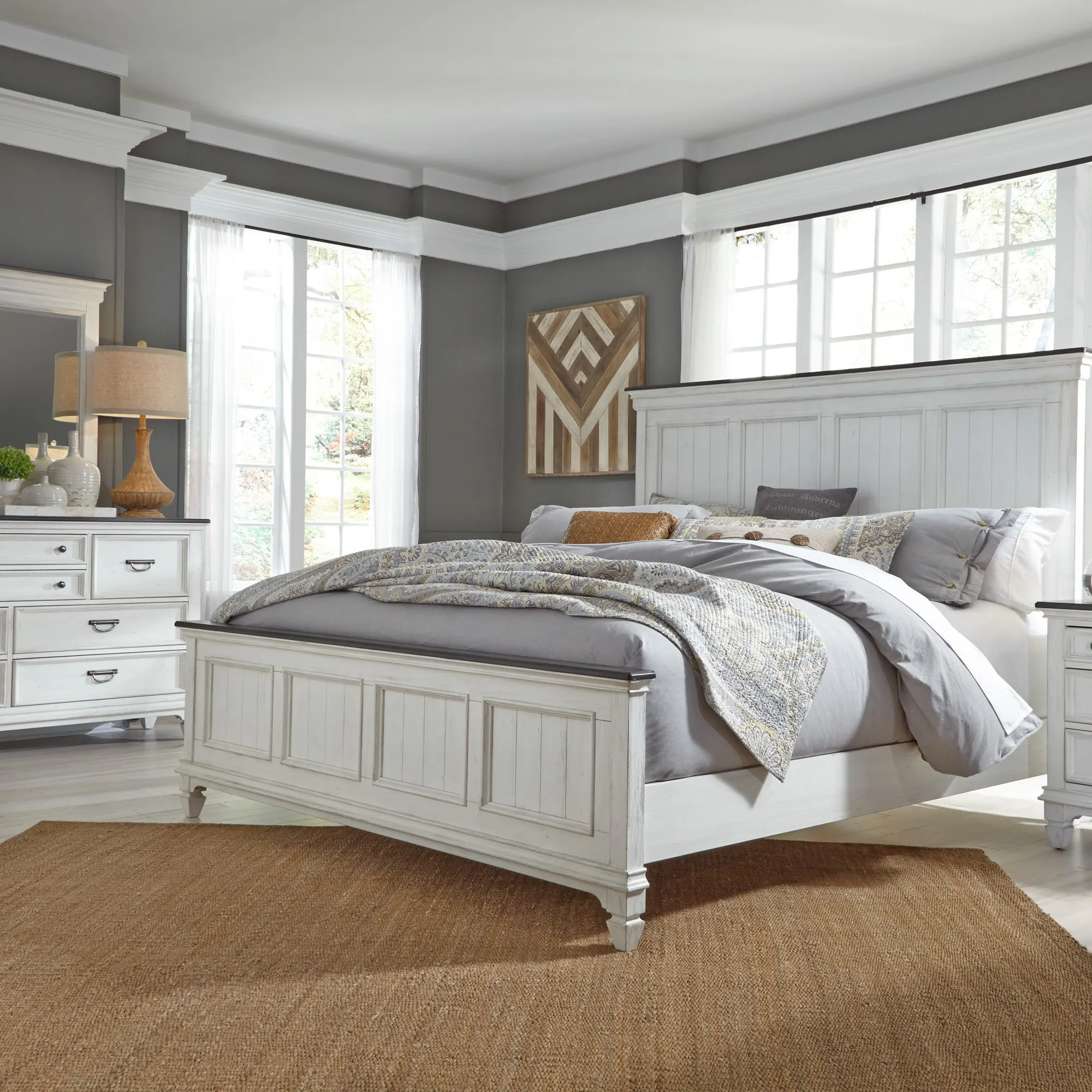 Allyson Park 417-BR-QPBDM Queen Panel Bed, Dresser & Mirror