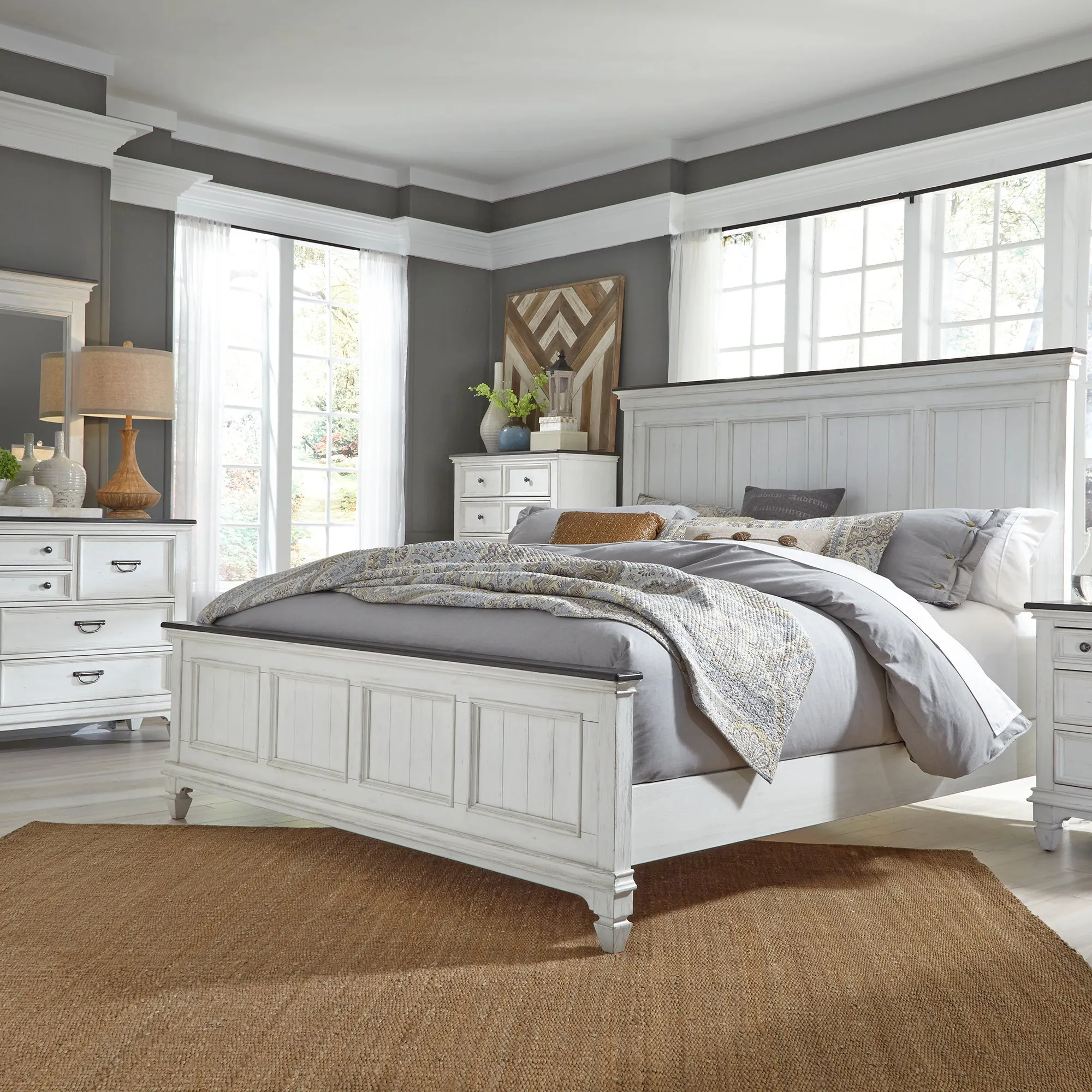 Allyson Park 417-BR-QPBDMC Queen Panel Bed, Dresser & Mirror, Chest