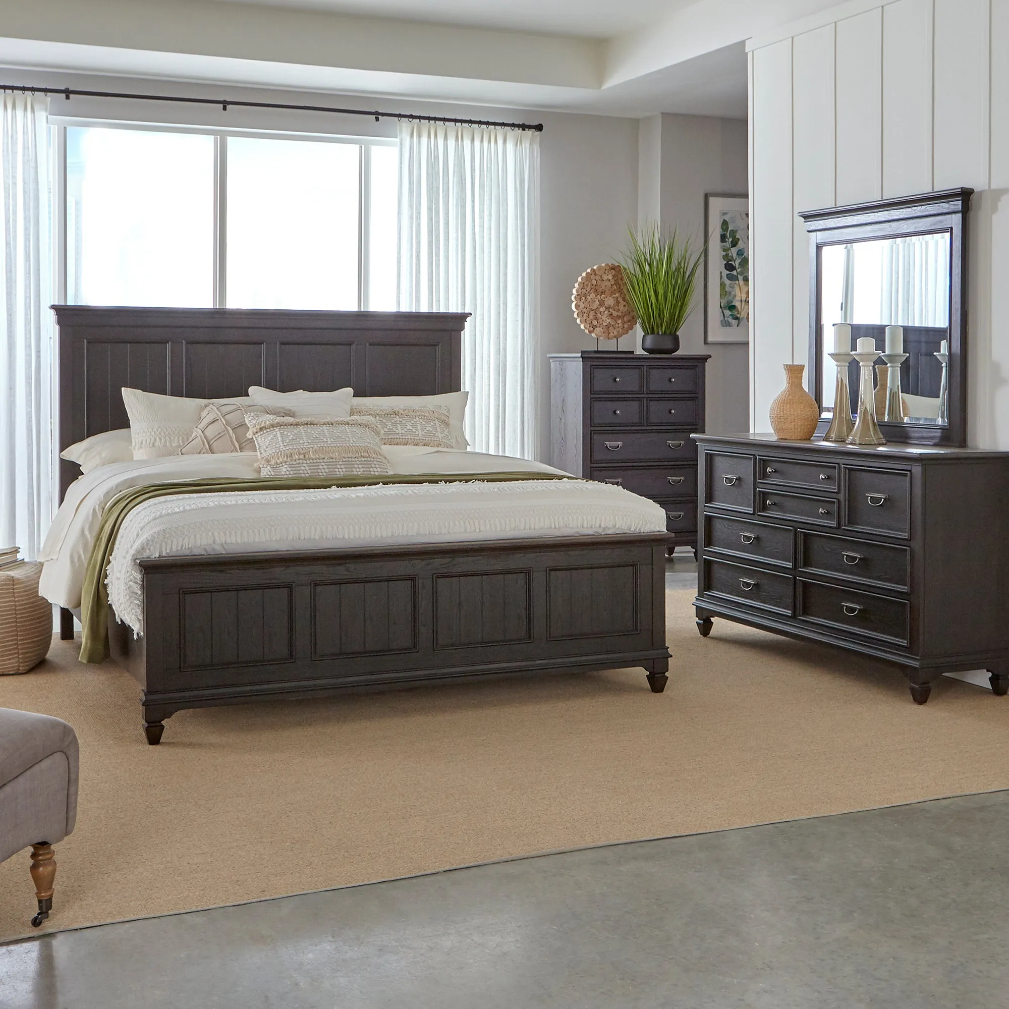 Allyson Park 417B-BR-KPBDMC King Panel Bed, Dresser & Mirror, Chest