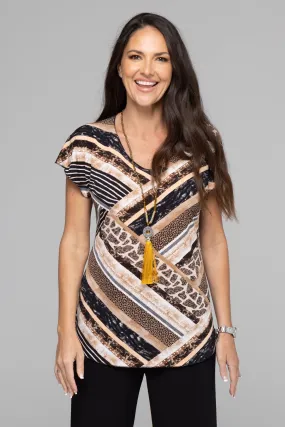 Amber Print Short Sleeve Jersey Top