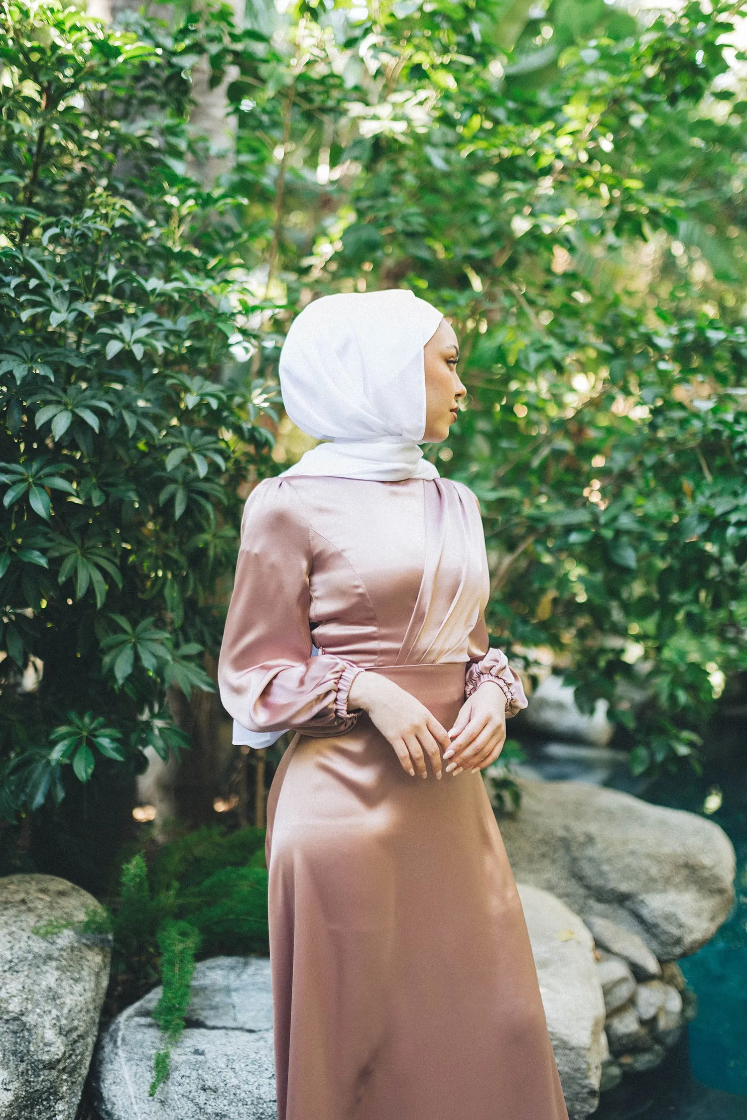 Amina Satin Dress- Dusty Rose