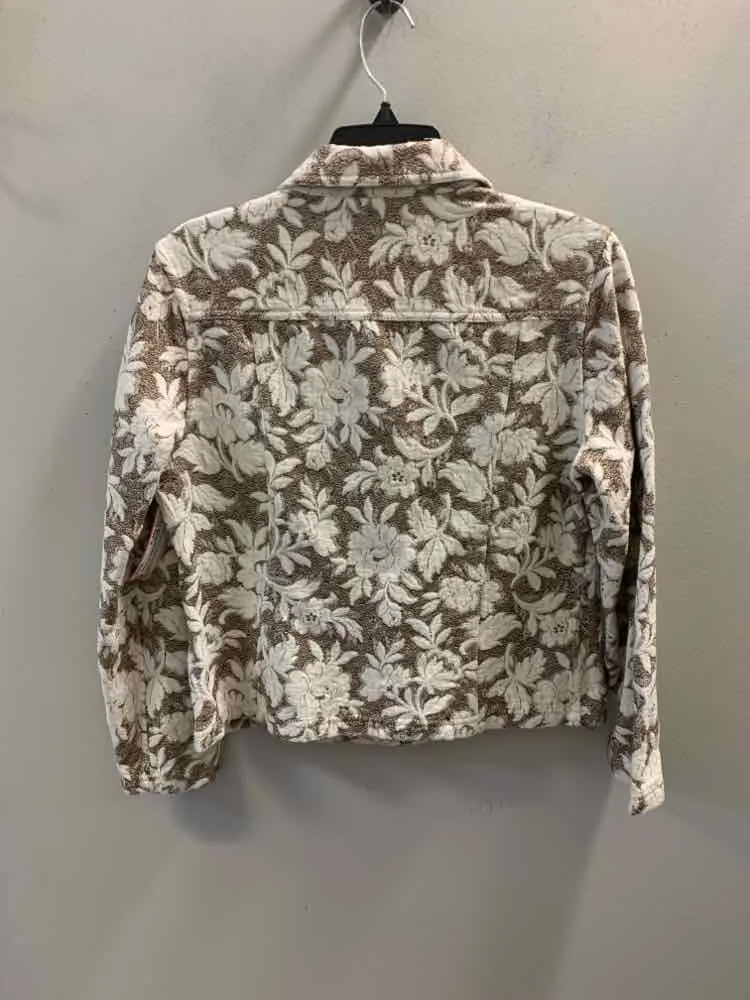 ANALOGY Tops Size M WHT/TAN Floral LONG SLEEVES TOP