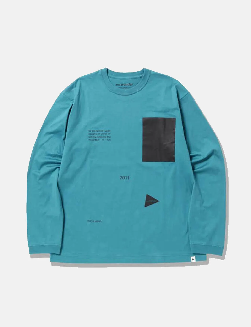 And Wander Composition Long Sleeve T-shirt - Blue Green