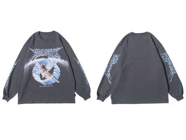 Angel Print Long Sleeve Tees