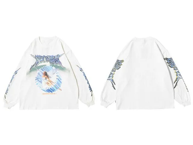 Angel Print Long Sleeve Tees