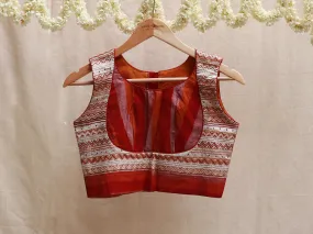 Barn Red, Ikkat, Hand embroidery blouse