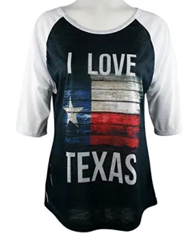 Big Bang Clothing - Texas Love, Half Sleeve, Scoop Neck, Rhinestone Print Top