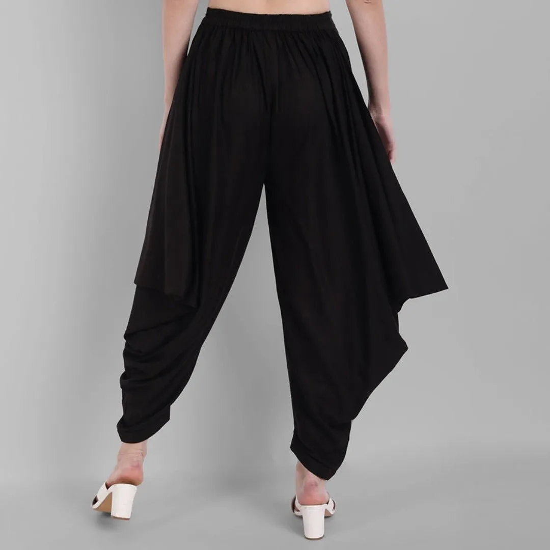 Black Cotton Triangle Dhoti Pants