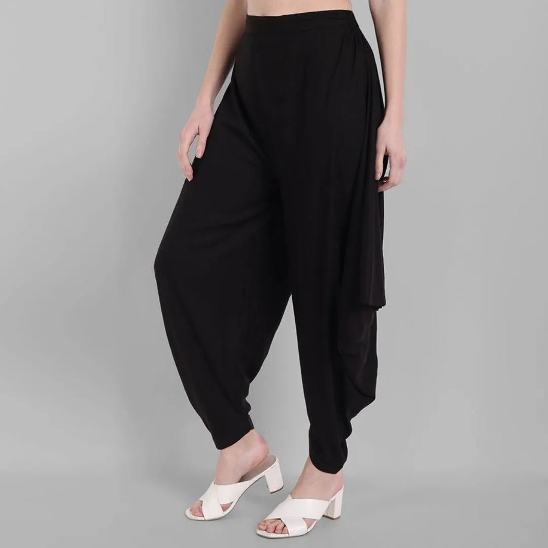 Black Cotton Triangle Dhoti Pants