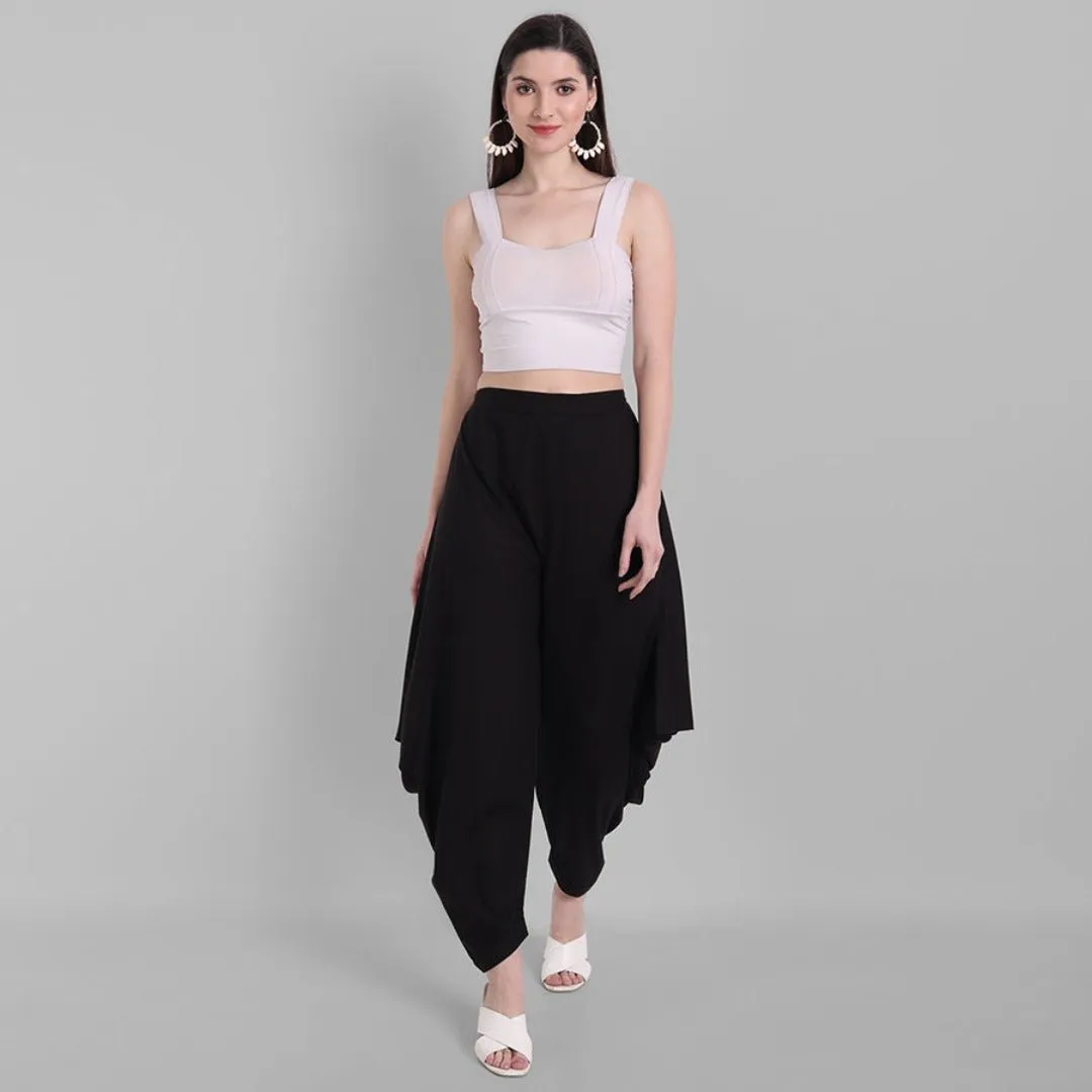 Black Cotton Triangle Dhoti Pants