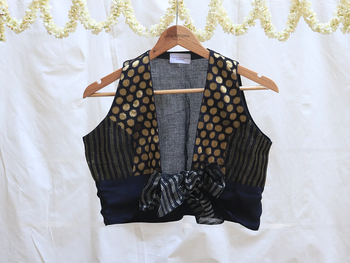 Black, crepe silk, Polka blouse