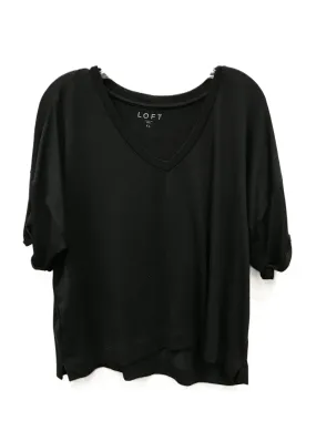 Black Top Short Sleeve By Loft, Size: Xl