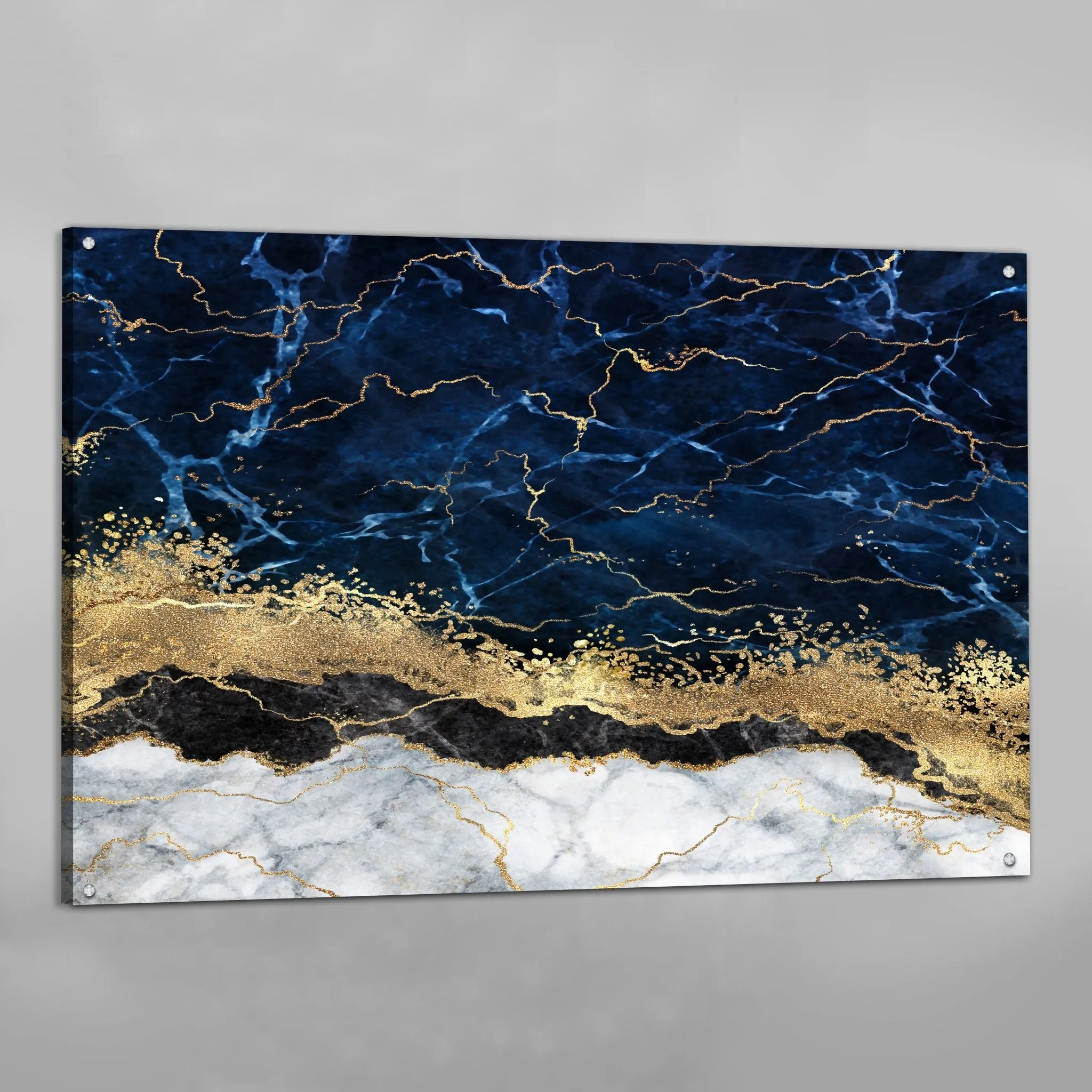 Blue Gold Marble Wall Art