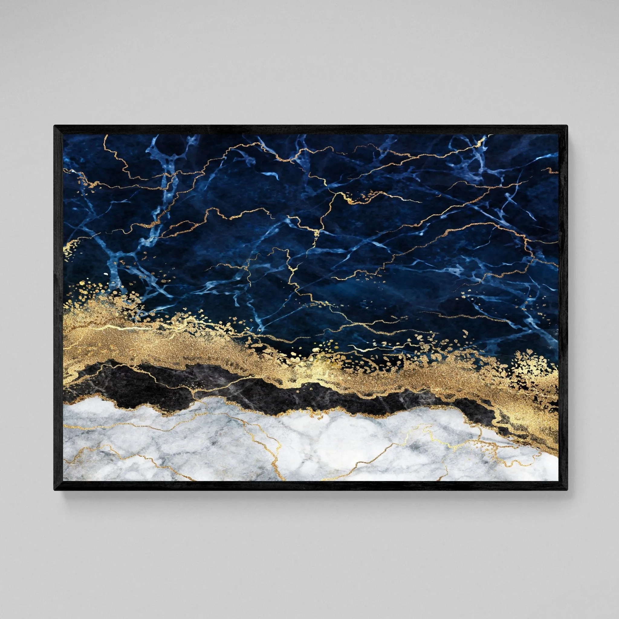 Blue Gold Marble Wall Art