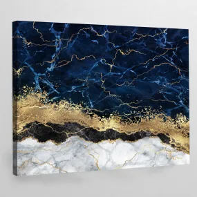 Blue Gold Marble Wall Art