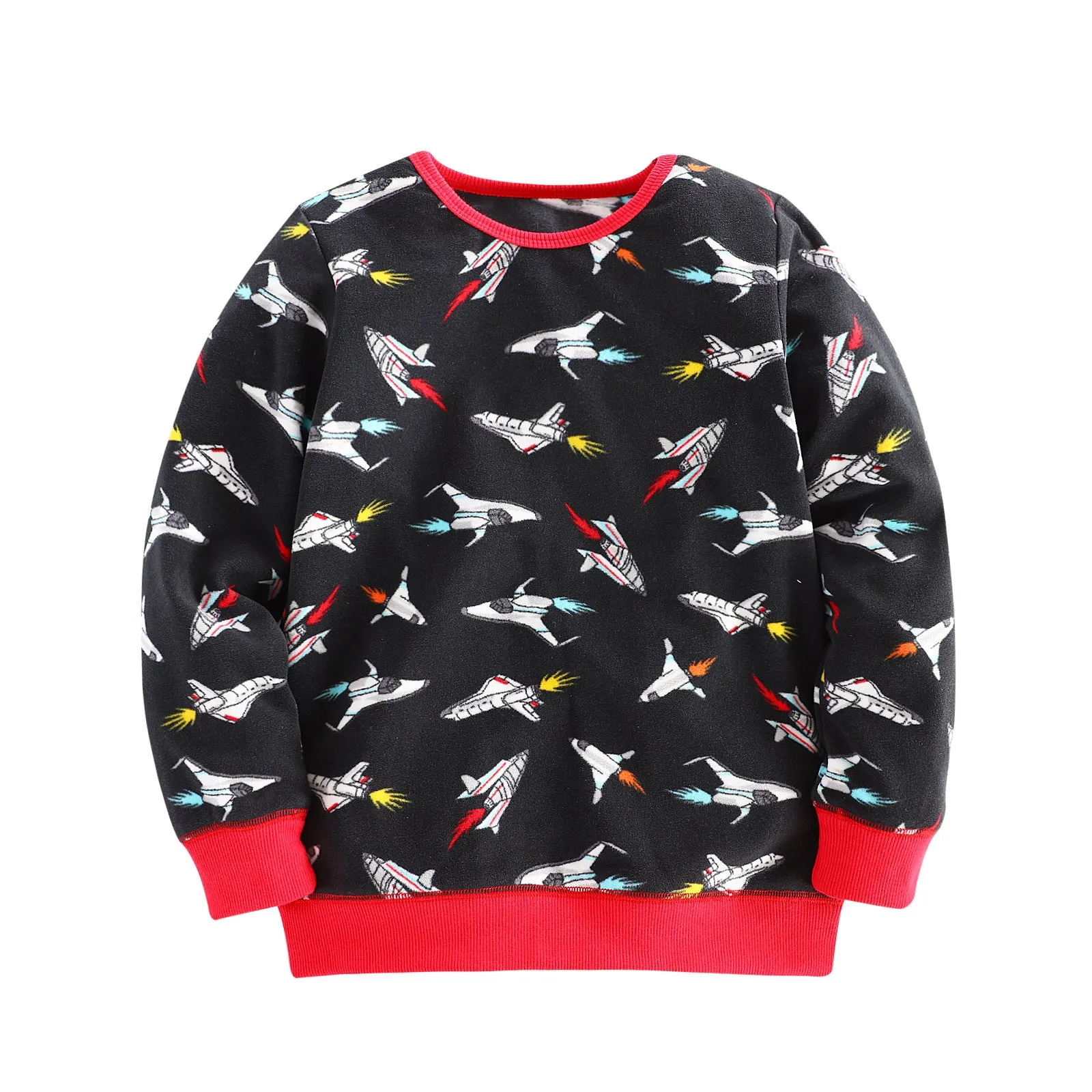 Boys Full Sleeve Spaceship Print Sweatshirt