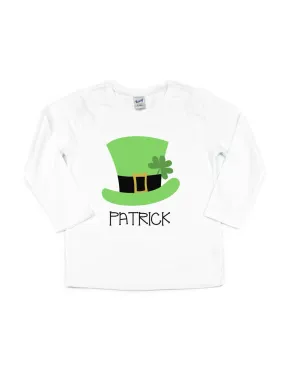 Boys Personalized Leprechaun Hat Tee - White