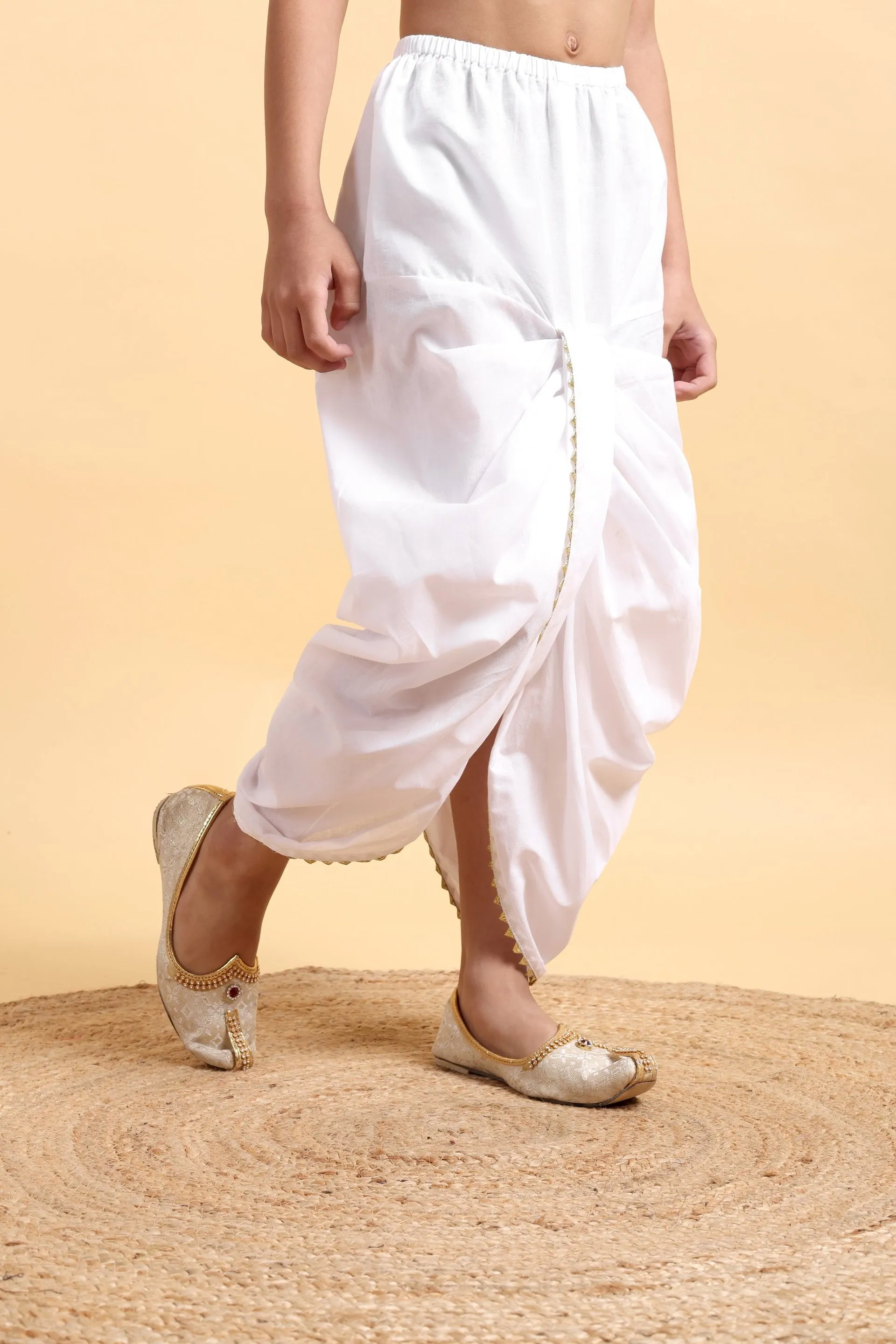 Boys White Cotton Basic Dhoti