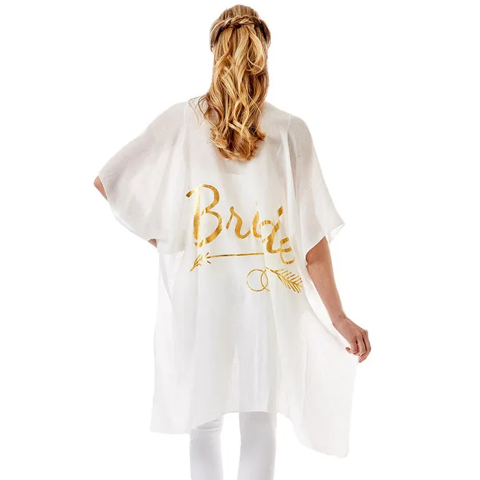 Bride Solid Lettering Cover Up Poncho