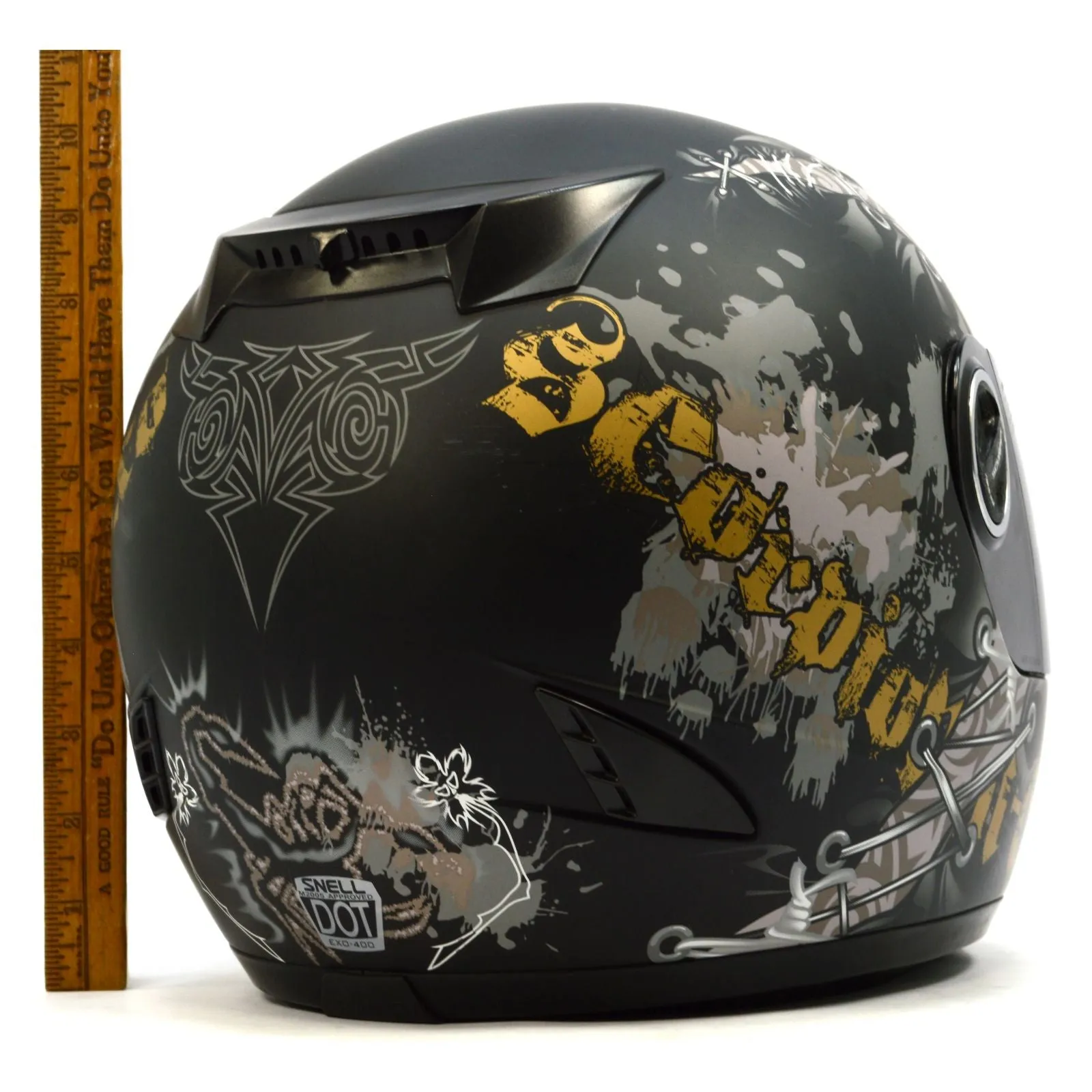 Briefly Used SCORPION MOTORCYCLE HELMET No. EXO-400 Full-Face w/ BAG Size: SMALL