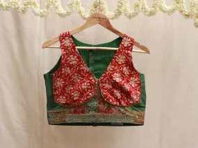 British racing Green, Kalamkari embroidery blouse