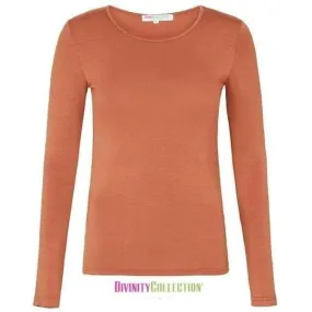 Burnt Orange Long Sleeve Cotton Body Top