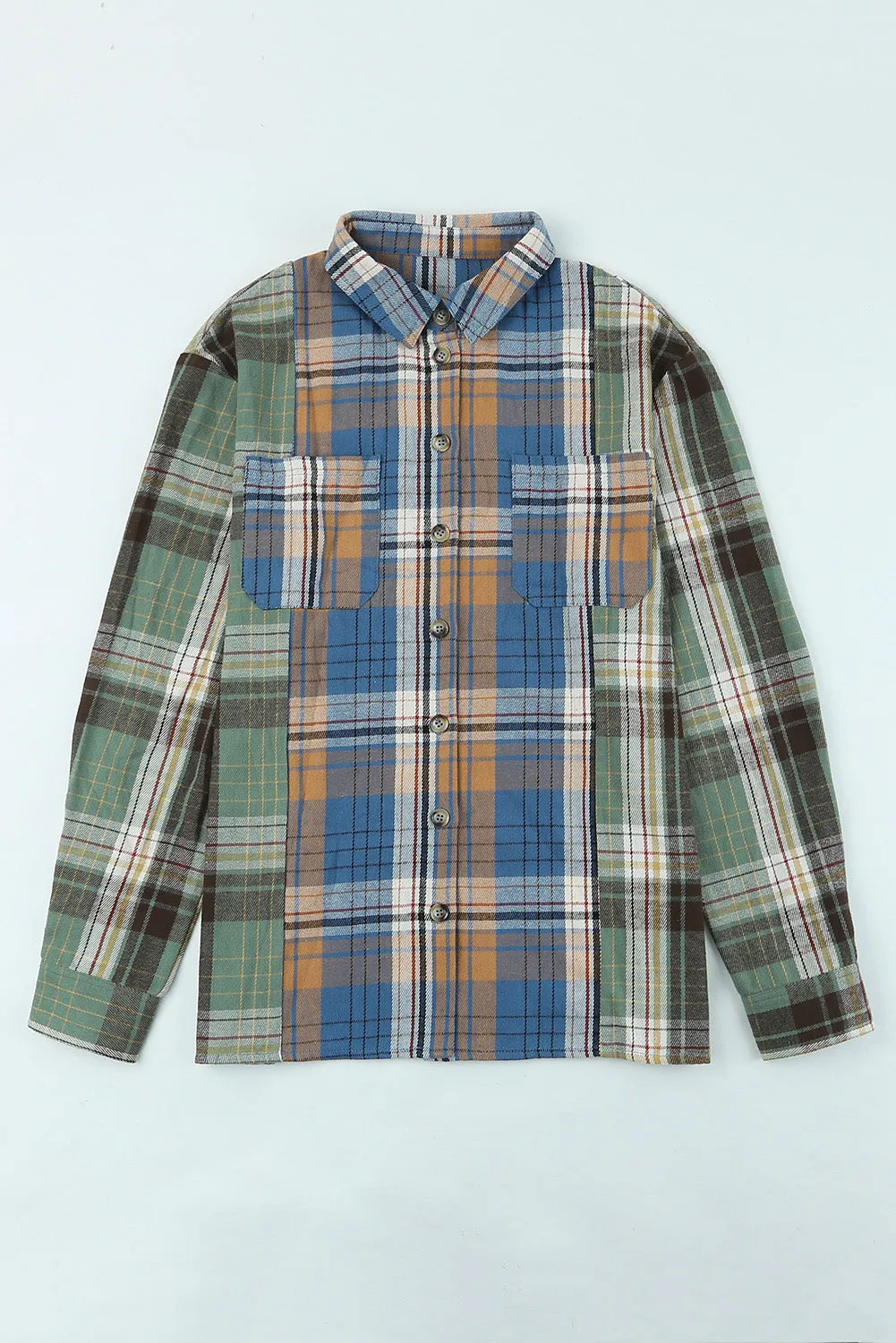 Chest Pockets Button Up Plaid Shacket