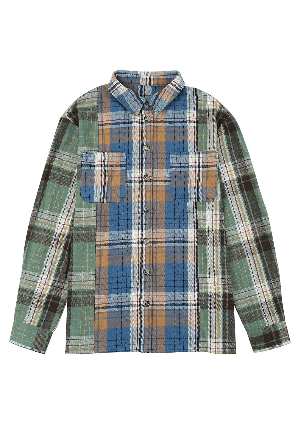 Chest Pockets Button Up Plaid Shacket