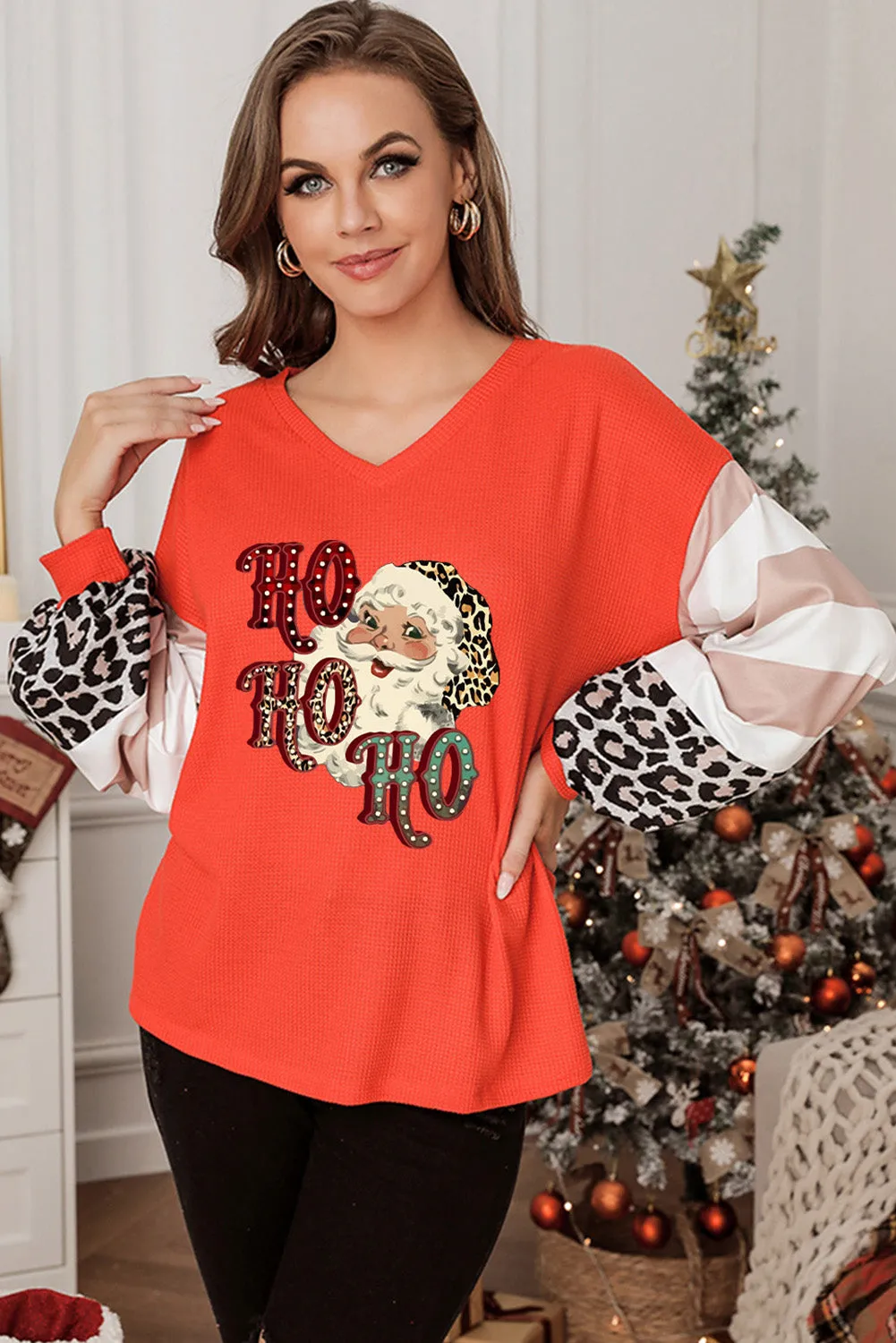 Christmas Waffle Knit Top