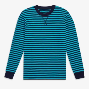 Clearance fit 2 grown-ups organic PJ top in peacock stripe