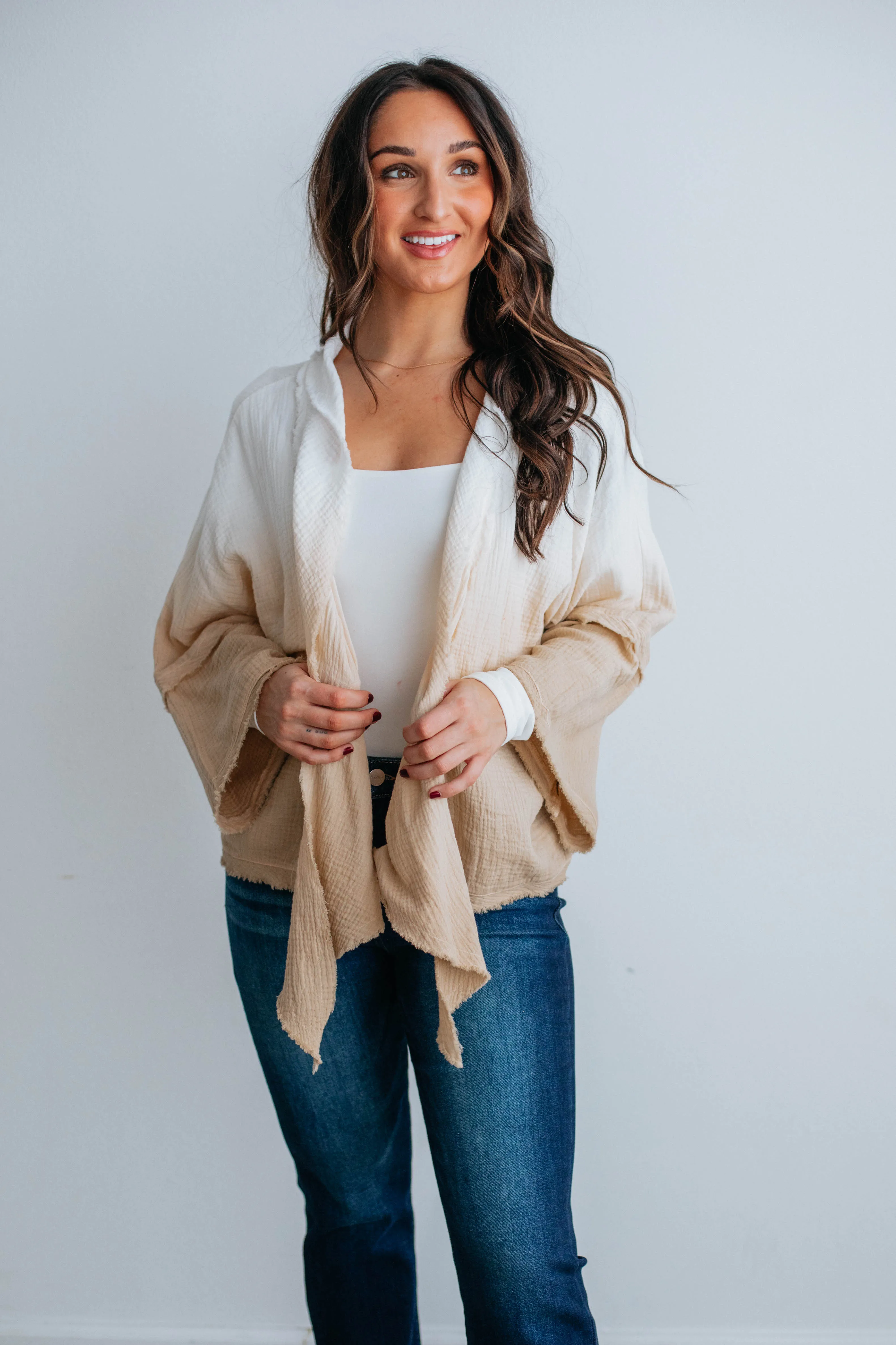 Dalma Textured Cardigan - Biscotti Mix