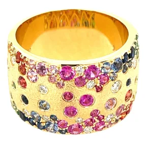 DILAMANI  - Rainbow Sapphire & Diamond Cigar Ring