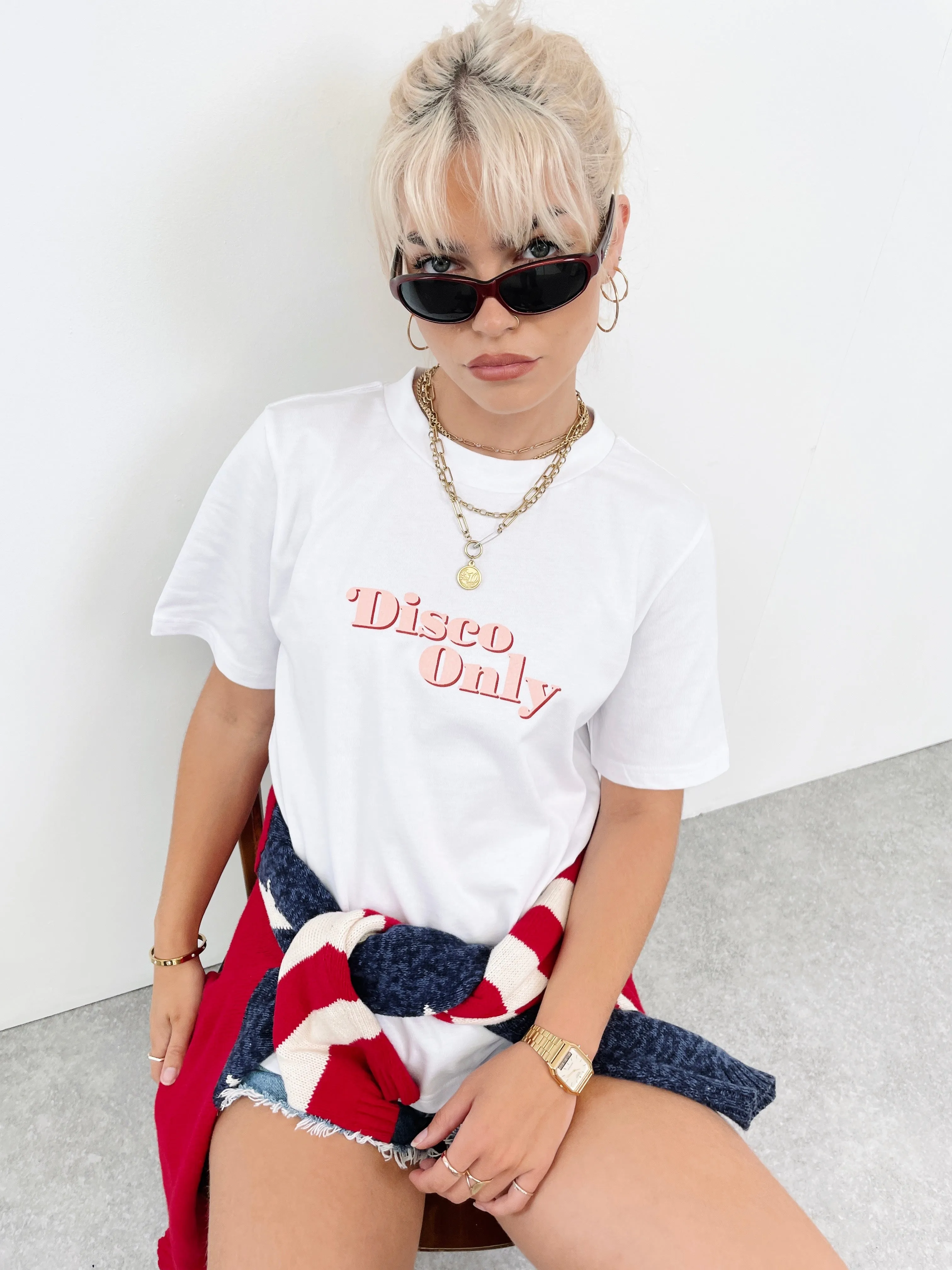 DISCO ONLY WMNS '70s' Heavy Tee - White