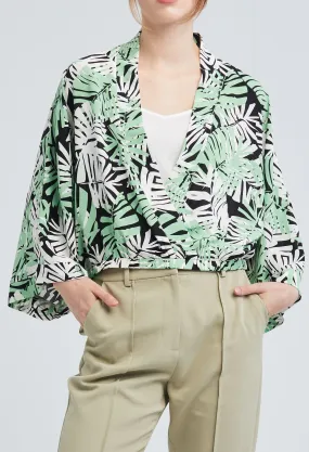 Dual Contrast Leaf Kimono Top